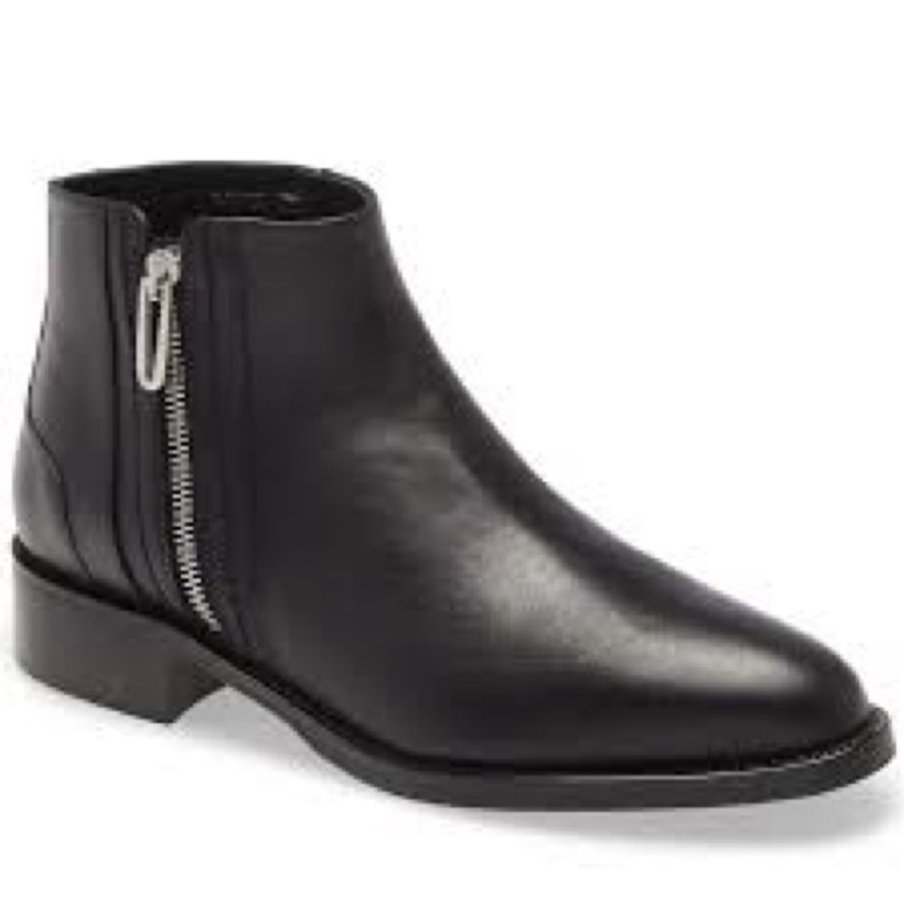 AQUATALIA Nadie Black Leather Waterproof Bootie